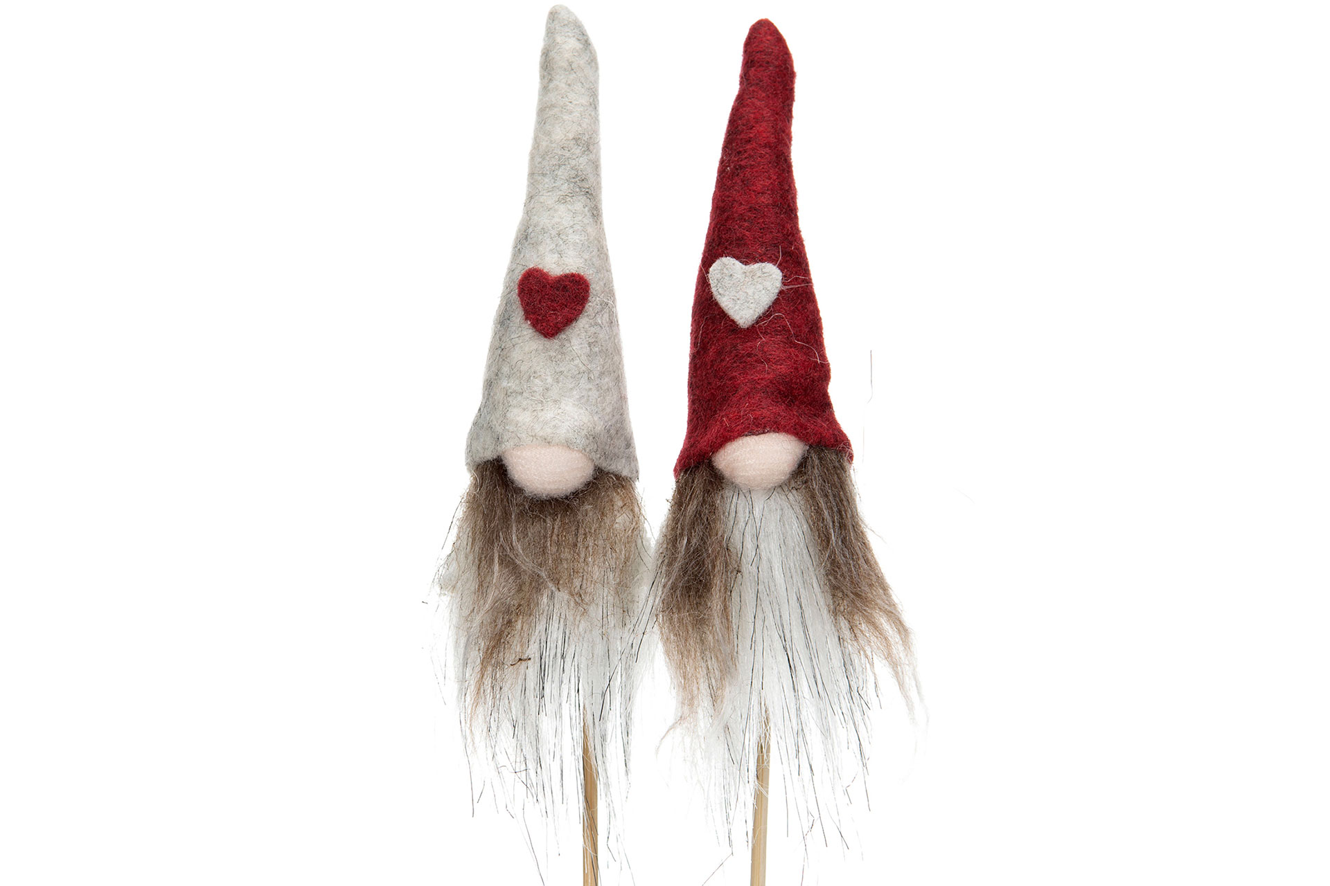 Bild på Tomte/Stick 10061 hjärta Vinröd/creme Mix 12cm 36s